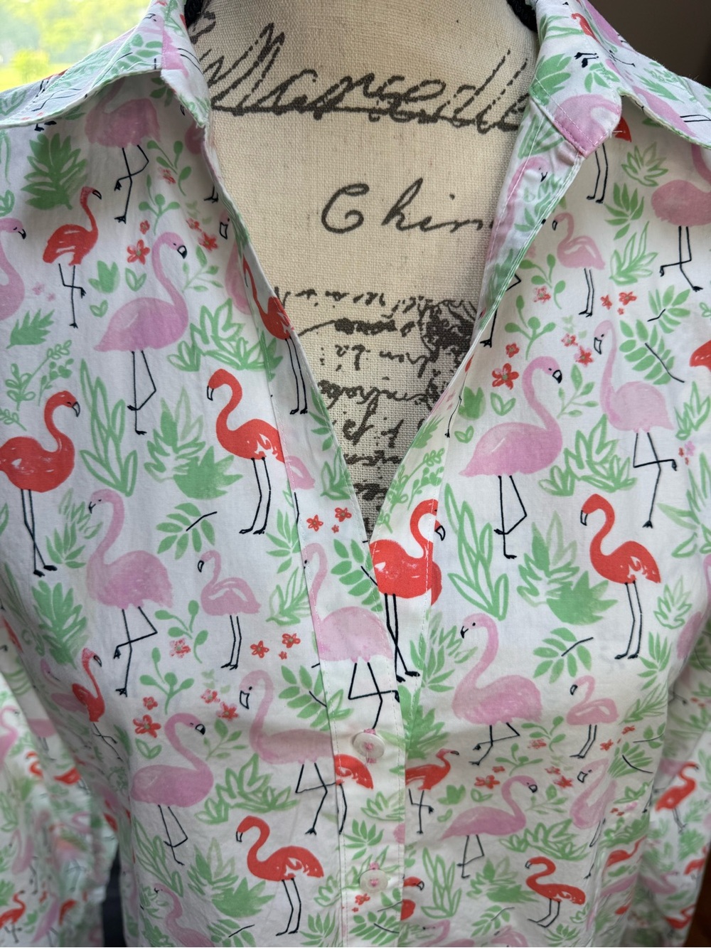 Brooks Brothers Pink & Coral Flamingo Print Button-Up Blouse - Picture 4 of 9